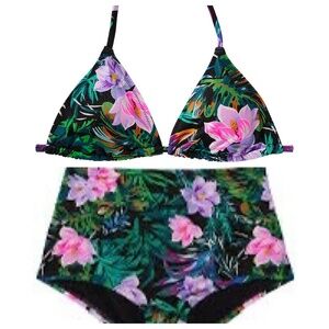 New! Victoria's Secret Black Palm Bikini Set 45576